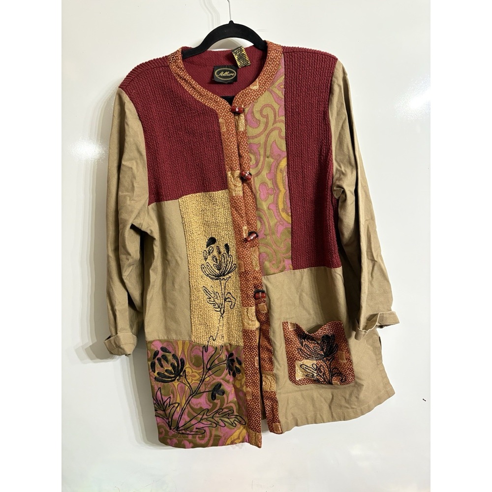 VTG Allure Blazer Jacket‎ Women XL Embroidered Tapestry Pockets Boho